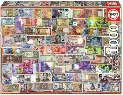 Imagen 1 de 4 de Rompecabeza Puzzle Educa X 1000 Piezas Billetes Del Mundo 