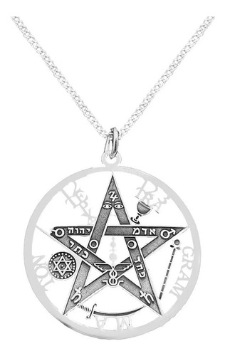 Dije Y Cadena Tetragrammaton Pentagrama Plata 925 