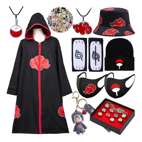 Traje De Cosplay De Naruto Akatsuki+kit De Accesorios De 21