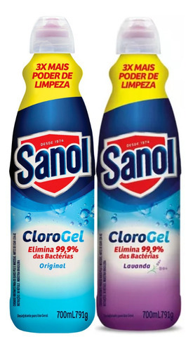 Kit Clorogel Sanol 2 Uni Original E Lavanda Limpeza Geral