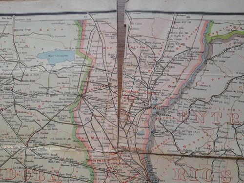 Antiguo Mapa Buenos Aires, Ferrocarriles, Jose Anesi 1941