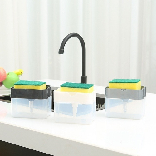 Dispenser Sabão Detergente 2x1 Suporte Porta Bucha Esponja Cor Sortido
