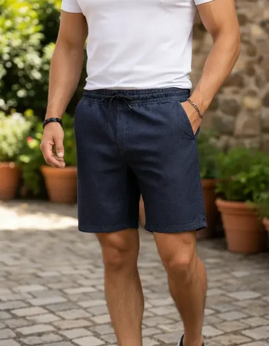 Bermuda Jeans Elástico Com Cordão