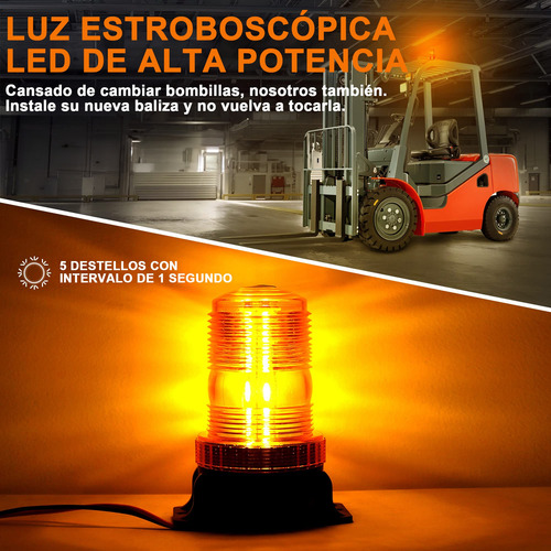 Torreta Led Ambar 30led Estrobo Para Montacargas Universal