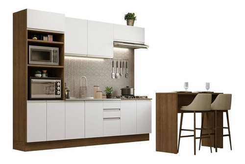 Cozinha Completa Madesa Glamy 315002 C Armário E Bancada Rb Cor Rustic/Branco