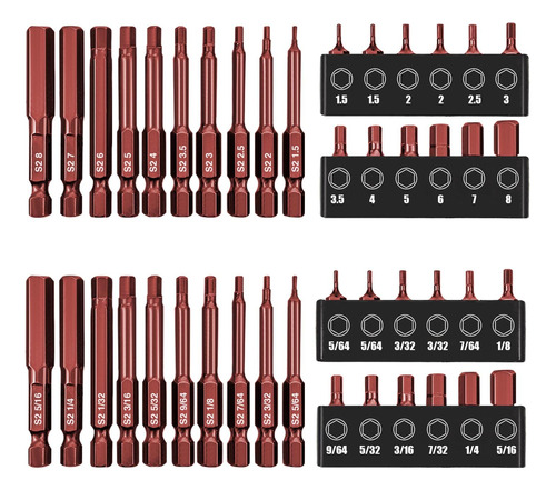 Amm Juego De 44 Brocas De Llave Allen De Cabeza Hexagonal, M