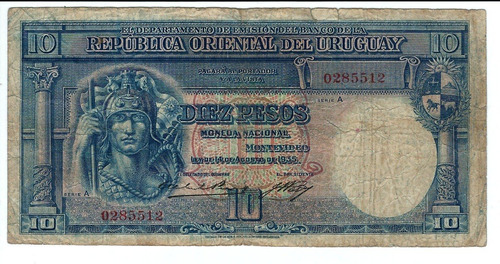 Uruguay - Billete 10 Pesos - Ley 1935 - 0285512.