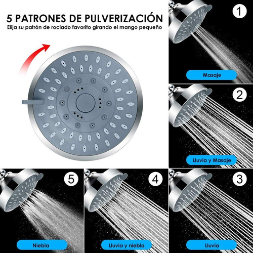 Imagen 4 de 9 de Cabezal De Regadera Ducha Regulable De Alta Presión