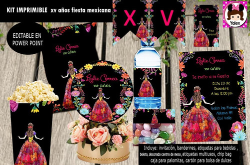 Kit Imprimible Fiesta Mexicana Xv Años Editable Invitación