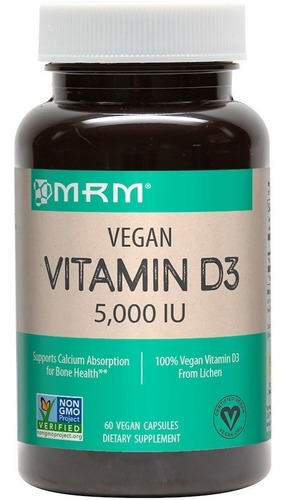 Promoção Vitamina D3 Vegana 5000 Ui 60 Cápsulas Mrm - Eua