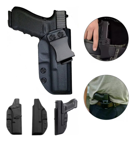 Funda Universal Kydex Iwb Para Glock 25 17 19 Oculta Zurdo/diestro Negro