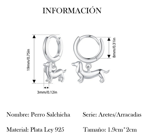 Aretes Arracadas Perro Perrito Salchicha 100% Plata S925