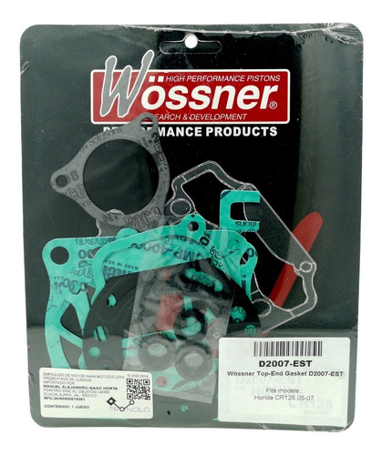 Juego De Empaques De Cilindro Wössner Para Honda Cr125 05-07