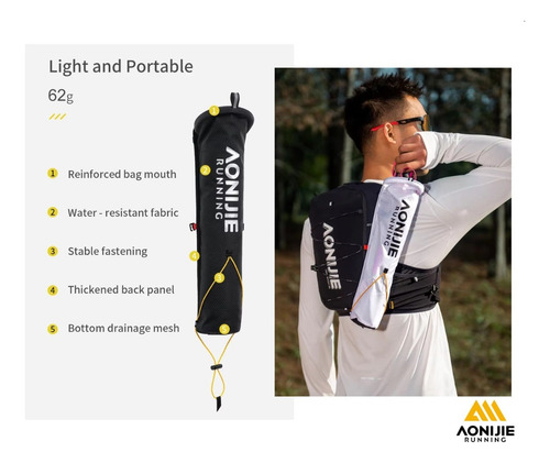 Bolso Portabastones Carcaj Trail Running Trekking Aonijie Blanco