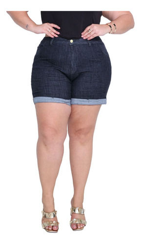 Shorts Com Lycra Meitrix Jeans Plus Size Feminino 4 Bolsos