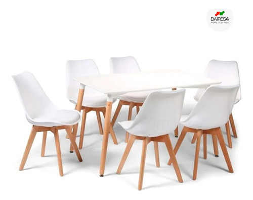 Imagen 4 de 5 de Juego De Comedor Mesa 140x80 + 6 Sillas Tulip