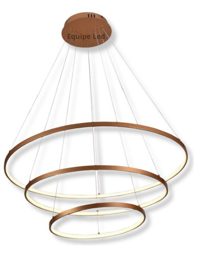 Lustre Pendente Moderno Anéis Led 3 Arcos 80cm Cor Dourado