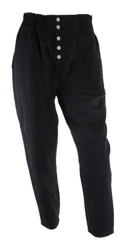 Pantalon Negro Detalle Botones Reef