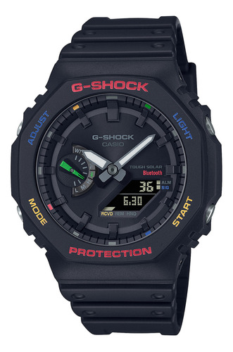 Relógio unissex Casio GA-B2100FC-1ADR G-Shock, pulseira preta, moldura preta, fundo preto