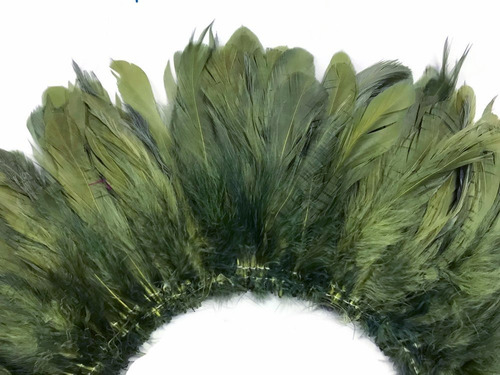 Imagen 1 de 1 de Pluma Tira 4 Inch Verde Oliva Strung Gallo Schlappen
