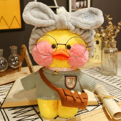 Pato Patito Peluche Lalafan Kawaii Con Ropa Accesorios 33cm