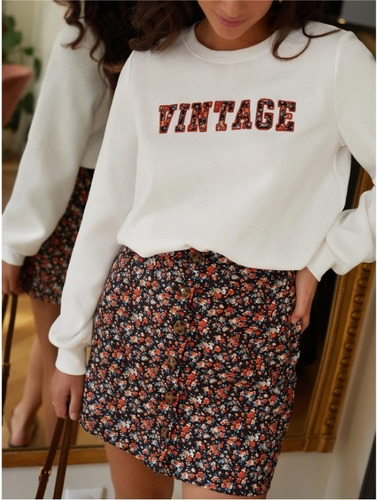 Conjunto Shein Polerón Con Estampado Y Falda Floreada