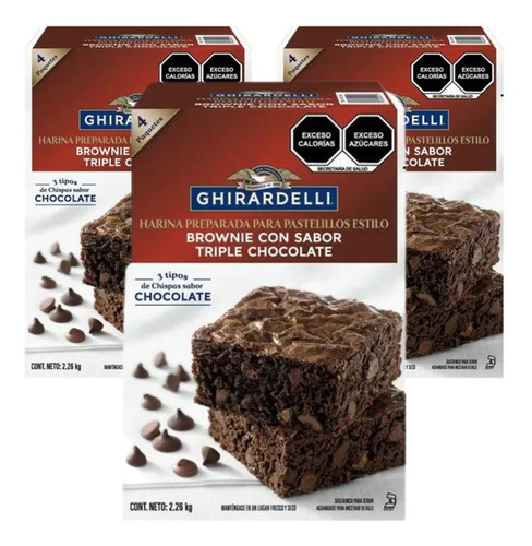 3 Cajas Harina Brownies Triple Chocolate 6.78 Kg Ghirardelli