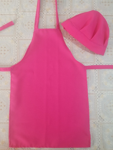 Conjunto Delantal Y Gorro Cocinero De Niño Colores Lisos