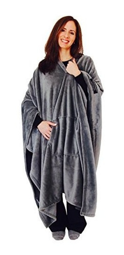 Throwbee Original Manta-poncho Gris Gris (¡ay! No Hay