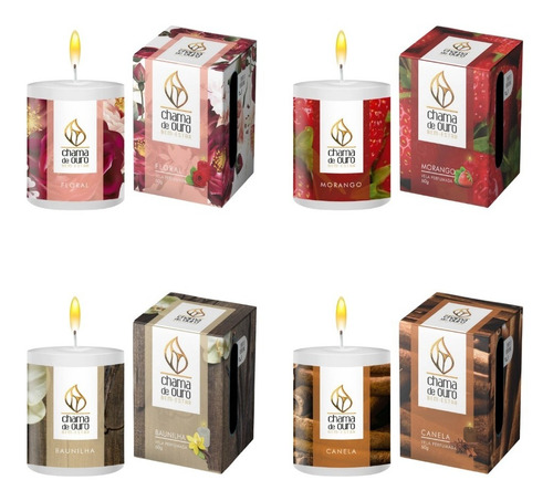 Kit Com 4 Unidades Velas Aromáticas Perfumada 60gr Cada