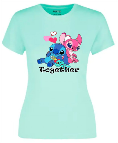 Polera Diseño Stitch Y Angel Estampada Dtf Cod 002