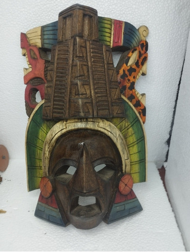 Máscara De Madera Tallada 30 Cm  Artesanía Méxicana Maya