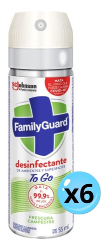 Pack 6 Family Guard Desfinfectante To Go Campestre 55ml Cu