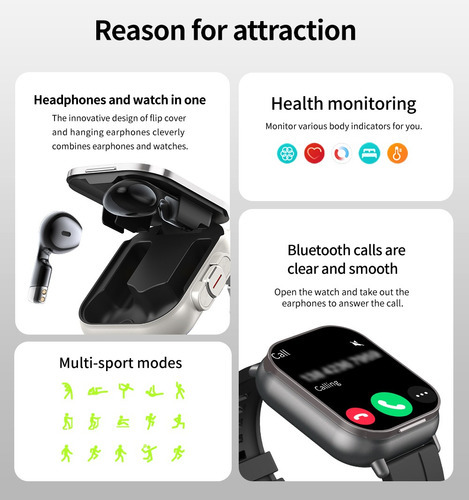 Nuevos Auriculares Bluetooth Smartwatch 2 En 1, Mul Watch