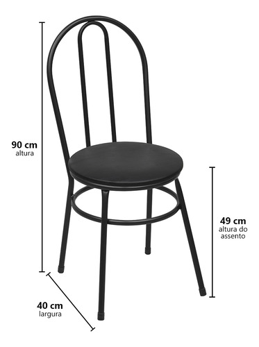 Frahome Kit 2 Cadeiras Jantar Cozinha Milla Estofada Em Aço Anti-ferrugem Reforçada Cor Preto