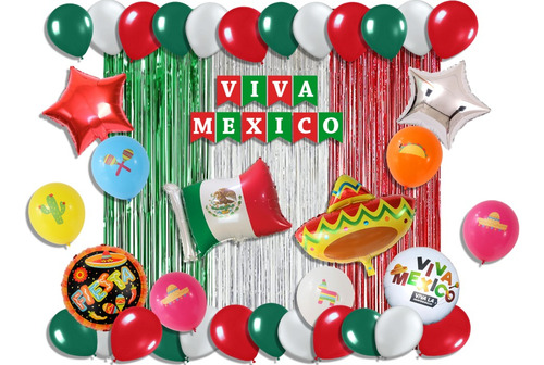 Kit Decoración Globos Fiesta Mexicana Viva México