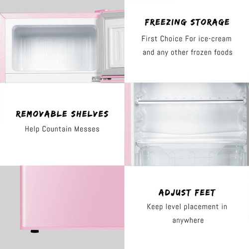 Mini Refrigerador Frigobar Con Freezer Rosa 2 Puertas