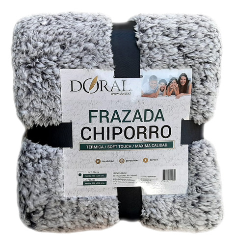 Frazada Chiporro 1.5 Plazas Tonos Grises Doral --bv--