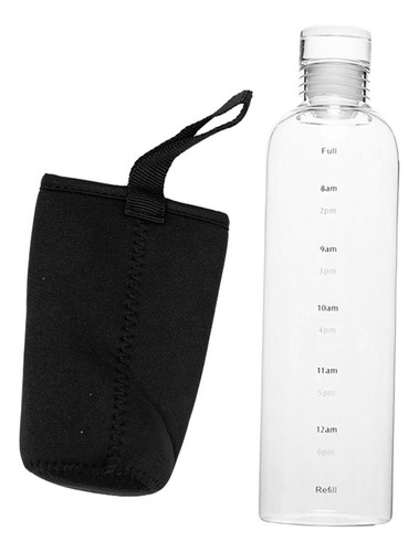 Botella De Agua Transparente Con Marcador De 500ml Con Tapa
