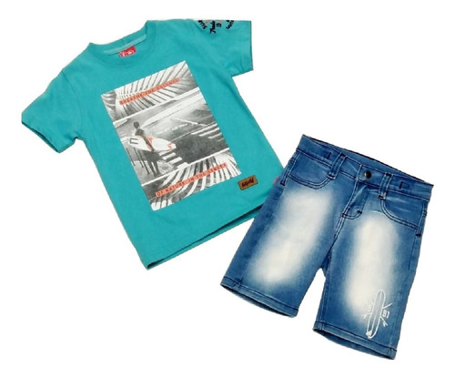 Conjunto Niño  Playera Short Mezclilla Miky 1152134 