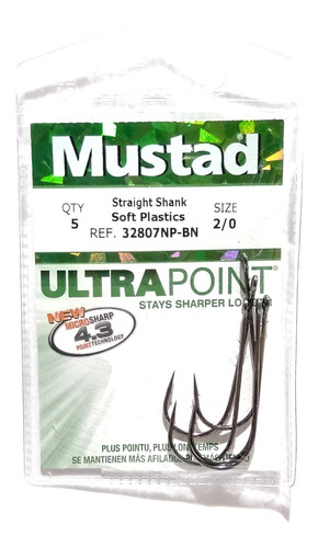 Anzuelos Mustad Ultra Point 2/0 X 5 Unidades. Serie 32807np 