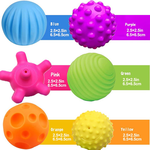 6 Bolas Texturizadas Para Bebés De 6 A 12 Meses De Edad, Par