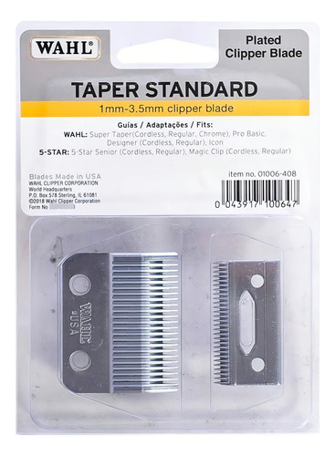 Lâmina Wahl Standard 1006-045 Pro Basic, Taper, Launch Cor Prateado