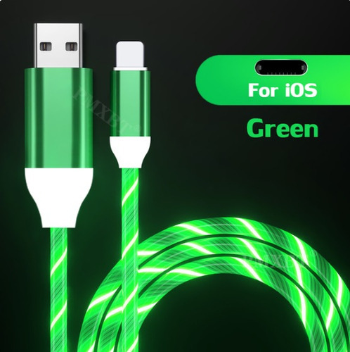 Cabo Carregador Usb 2.0 Led Luminoso Ultra Rápido Cor Verde