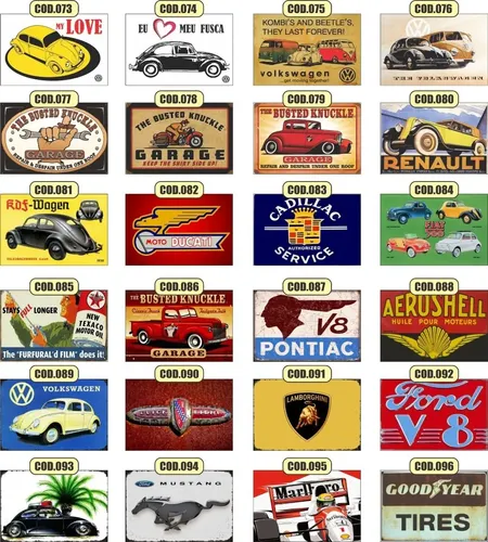 Kit Com 7 Placas Decorativa Vintage Em Metal | Parcelamento sem juros