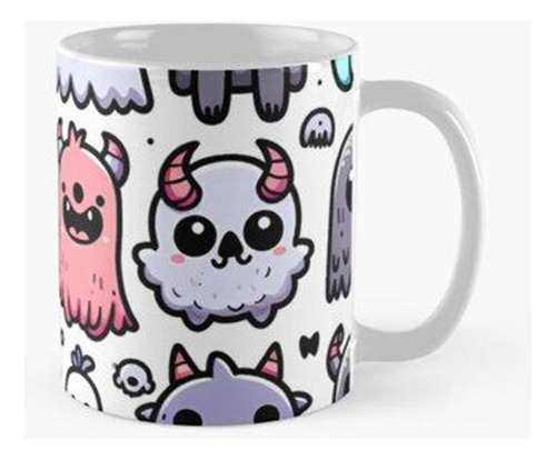 Taza Kawaii Scary Alien Monsters Textura Feliz Calidad Premi