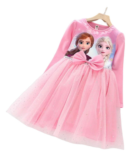 Vestido Casual De Princesa De Dibujos Animados De Elsa Anna