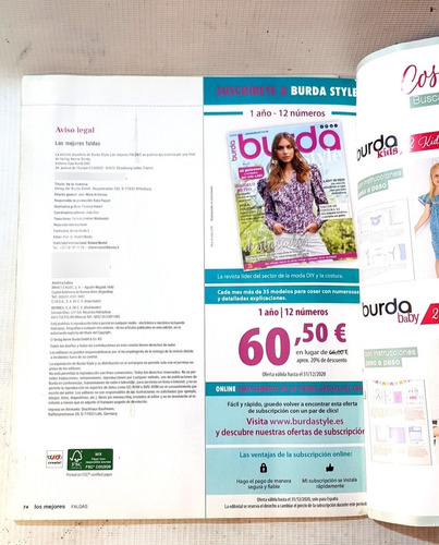 Revista Burda Febrero 2020 Especial Faldas Patrones Nuevos.