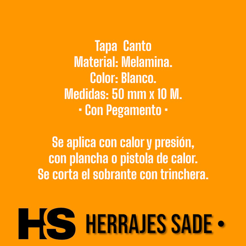 Tapa Canto Filo Blanco 50 Mm X 10 Mts Melamina Preencolado