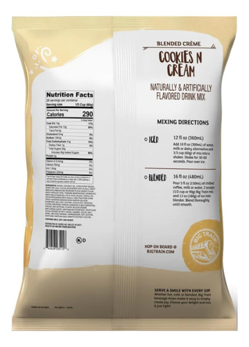 Mezcla Bebida Cookies & Cream Big Train 1.59 Kg